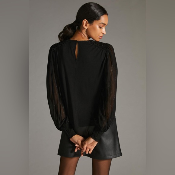 ✨ Anthropologie Sequin Embellished Blouse Sz XS - Picture 4 of 6